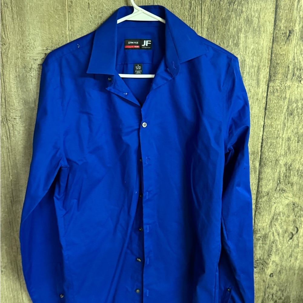 JF J.Ferrar Royal Blue Men's Dress Shirt